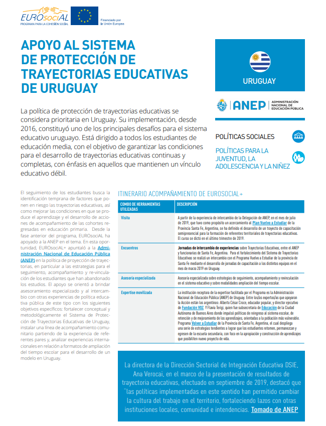 Apoyo al sistema de protección de trayectorias educativas de Uruguay